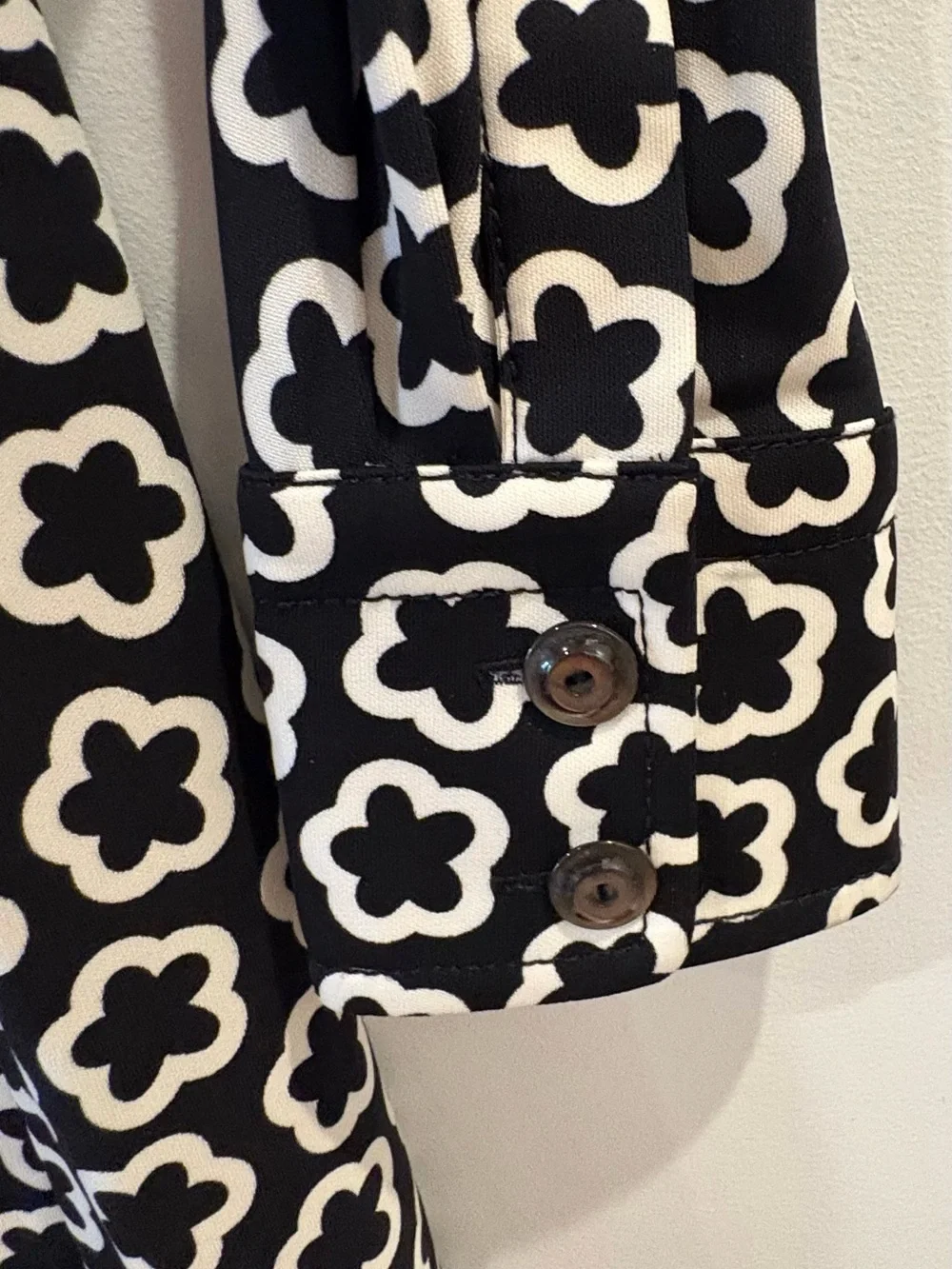 Tory Burch Black and White Patterned Long Sleeve Midi Dress NWOT